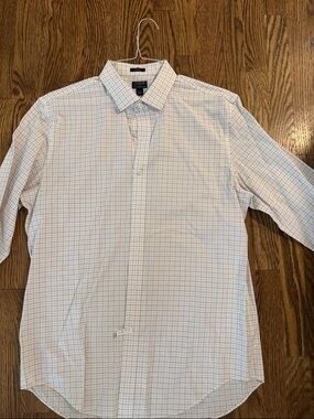 J. Crew White Button-Up Shirt with Red Windowpane Check